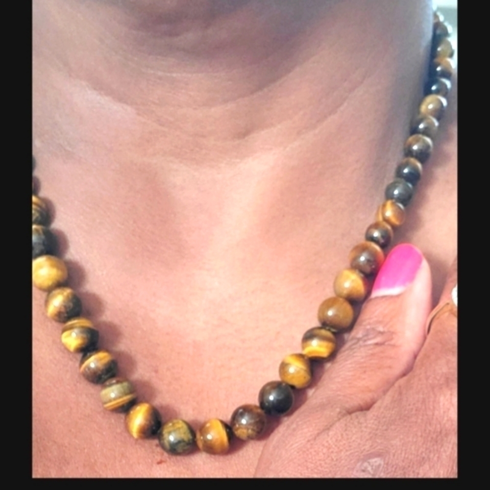 Tigers Eye Beaded Necklace 20 Inch